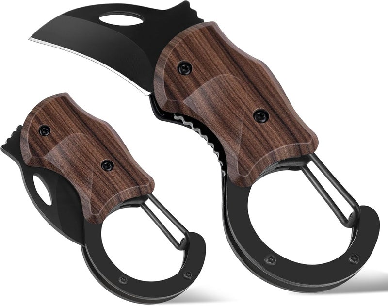 FUNBRO Small Pocket Knife for Men, Cool Box Cutter with 1.34 inch Sharp Blade, EDC Knives Tool for Everyday Carry (Wood Grain) - Image 1